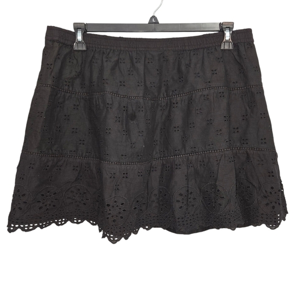 Jennifer & Grace Black Tiered Eyelet Skater Mini Skirt Size XL NWT - Picture 2 of 10